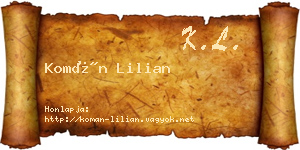 Komán Lilian névjegykártya